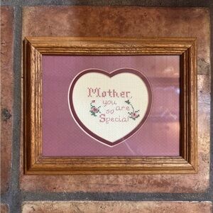VTG framed cross-stitch Art piee